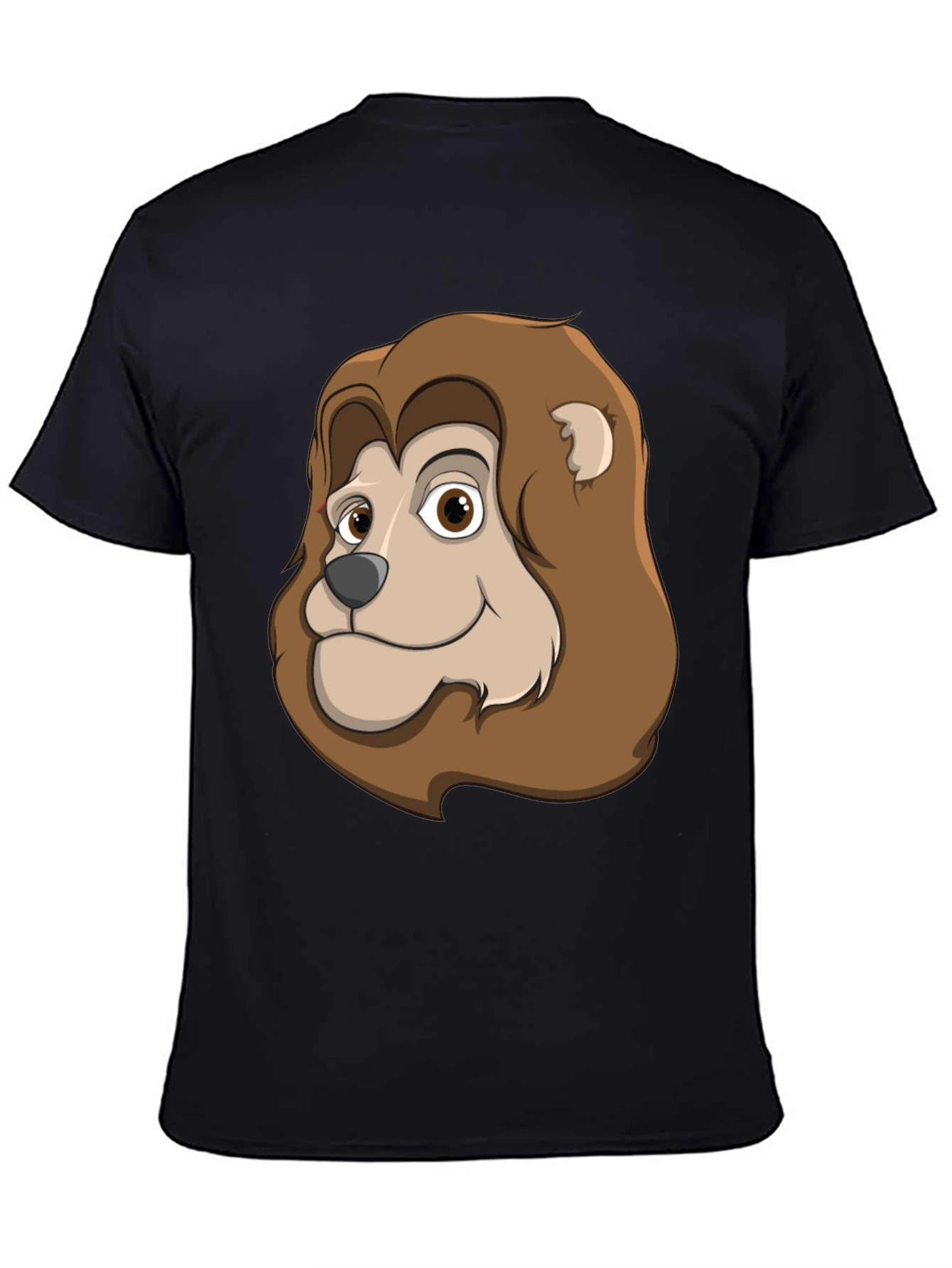Camiseta Negra con Diseño de León Animado