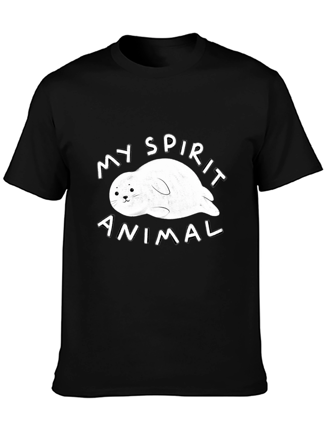Camiseta Negra Mi Animal Espiritual Foca para Hombre