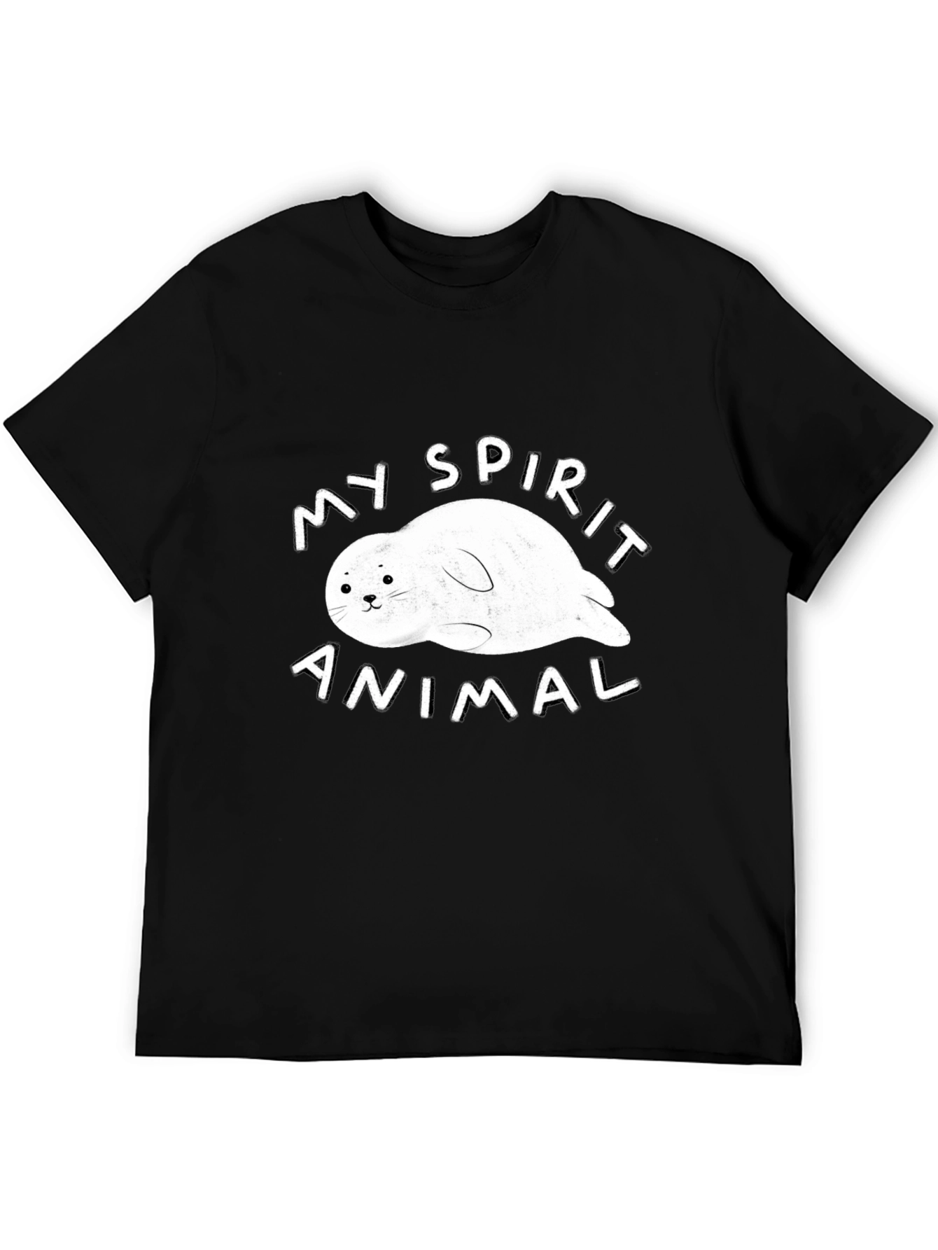 Camiseta Negra Mi Animal Espiritual Foca para Hombre