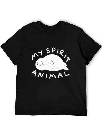 Camiseta Negra Mi Animal Espiritual Foca para Hombre