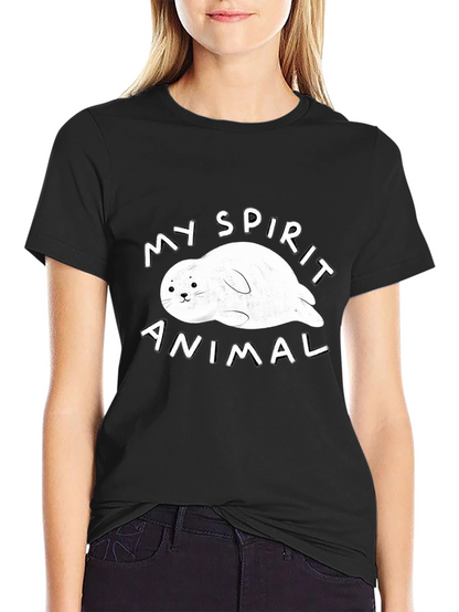 Camiseta Negra Mi Animal Espiritual Foca para Hombre