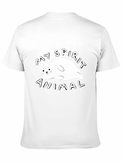 Camiseta Negra Mi Animal Espiritual Foca para Hombre