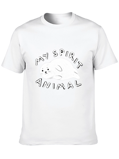 Camiseta Negra Mi Animal Espiritual Foca para Hombre
