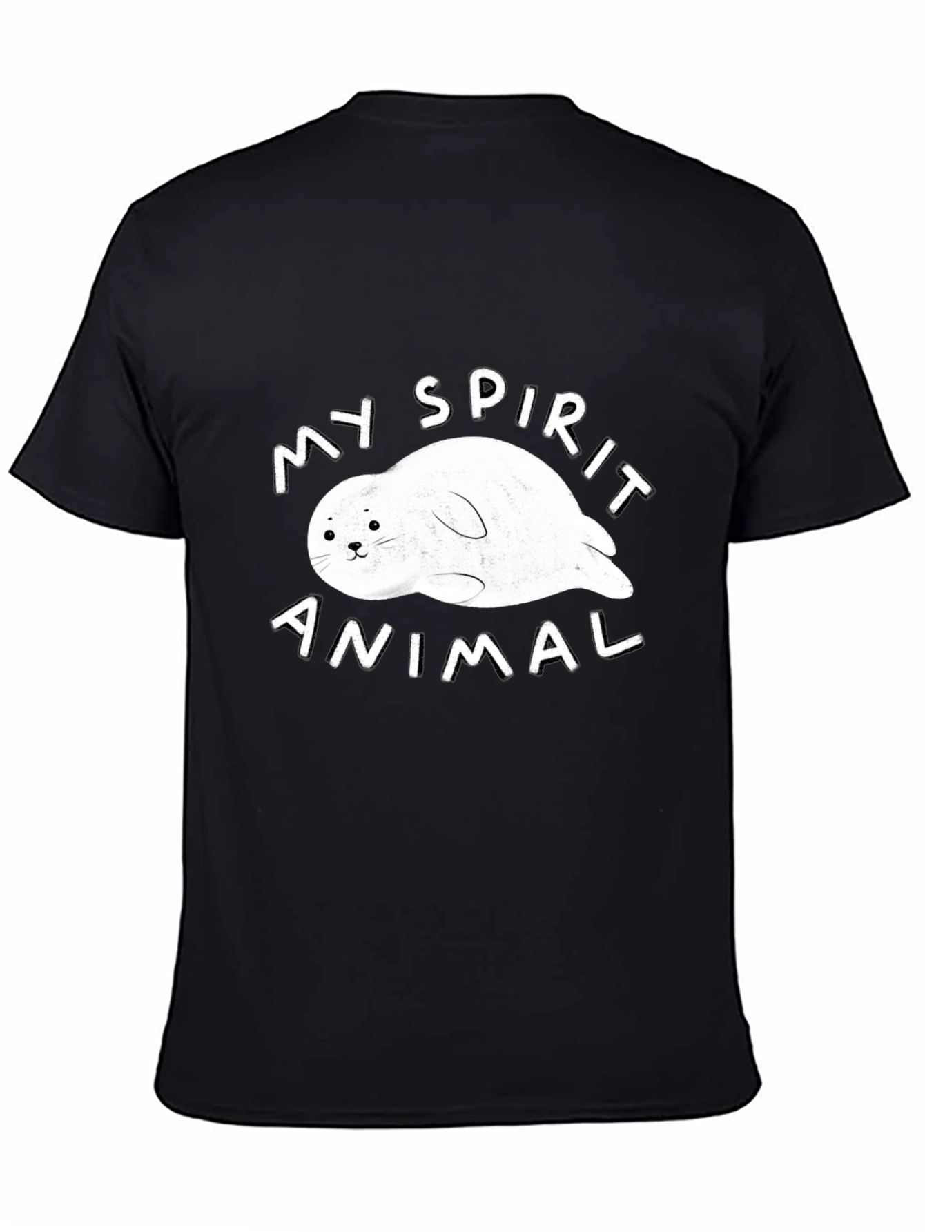 Camiseta Negra Mi Animal Espiritual Foca para Hombre