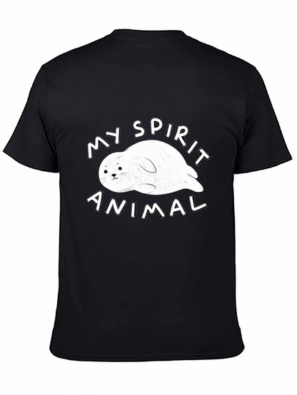 Camiseta Negra Mi Animal Espiritual Foca para Hombre