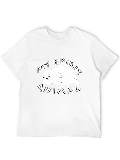 Camiseta Negra Mi Animal Espiritual Foca para Hombre