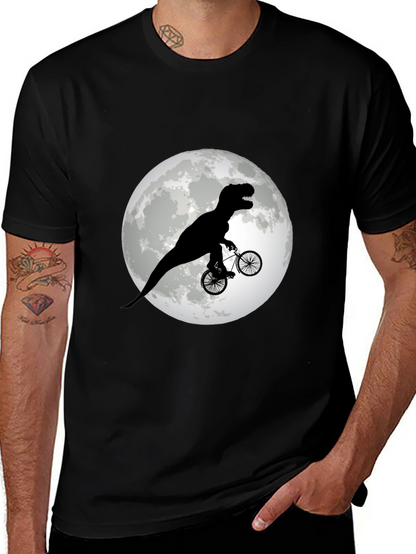 Camiseta Negra con Dinosaurio en Bicicleta