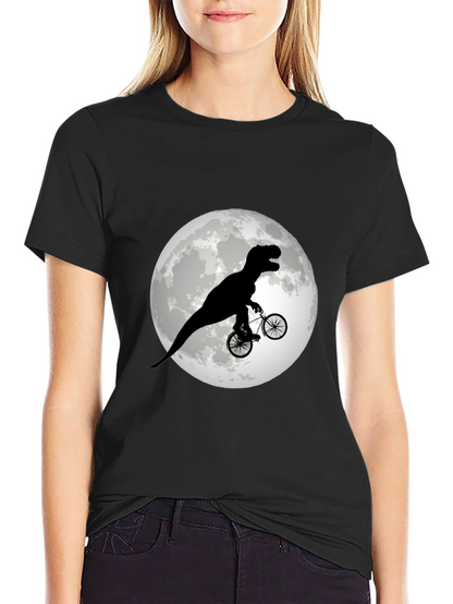 Camiseta Negra con Dinosaurio en Bicicleta