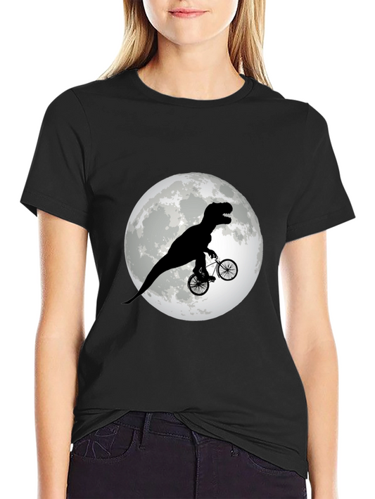 Camiseta Negra con Dinosaurio en Bicicleta