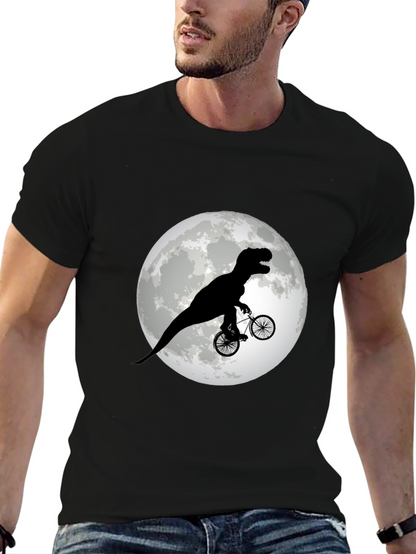 Camiseta Negra con Dinosaurio en Bicicleta