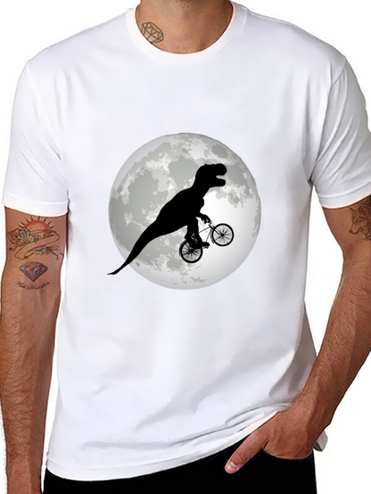 Camiseta Negra con Dinosaurio en Bicicleta