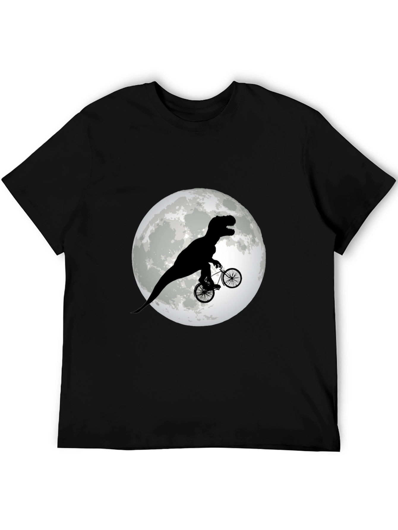 Camiseta Negra con Dinosaurio en Bicicleta