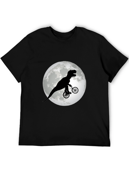 Camiseta Negra con Dinosaurio en Bicicleta