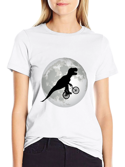 Camiseta Negra con Dinosaurio en Bicicleta