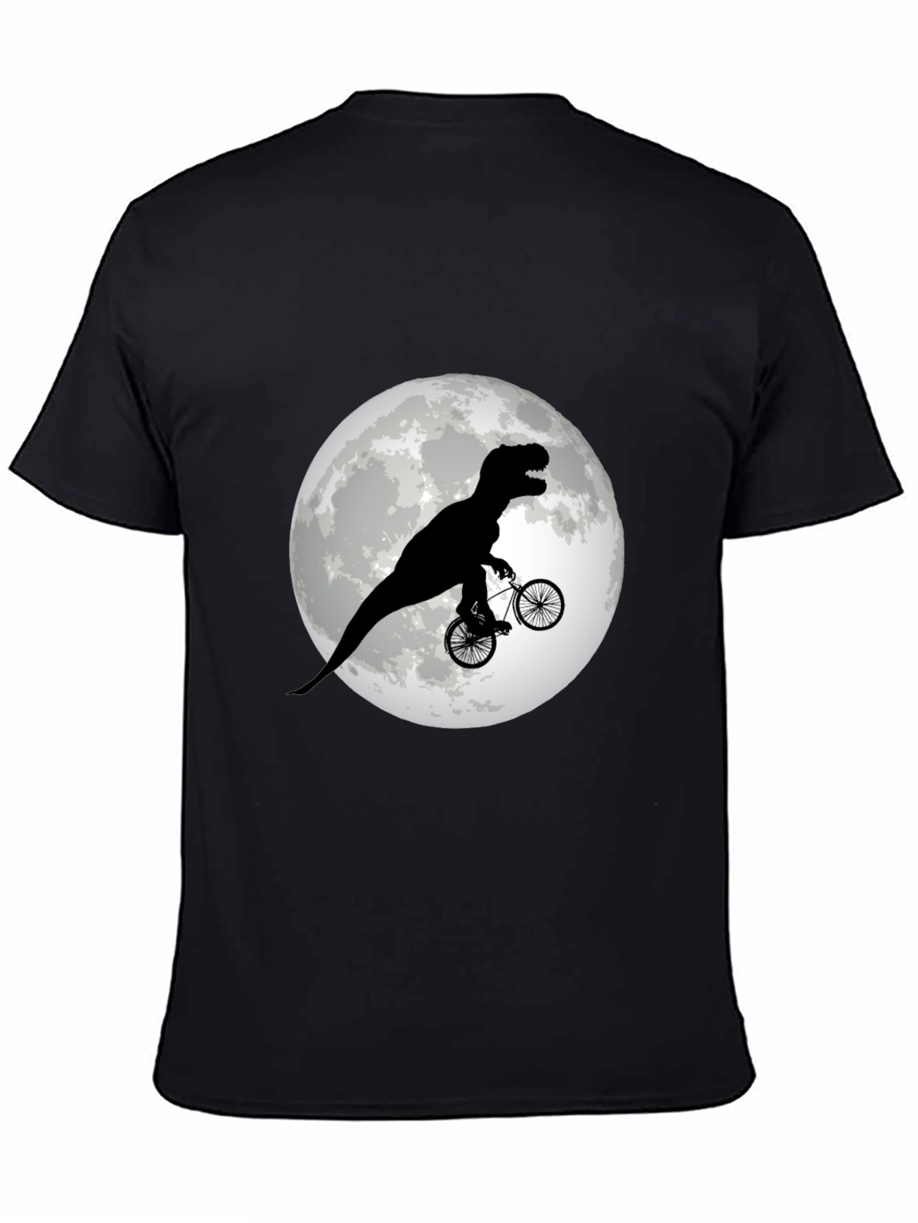 Camiseta Negra con Dinosaurio en Bicicleta