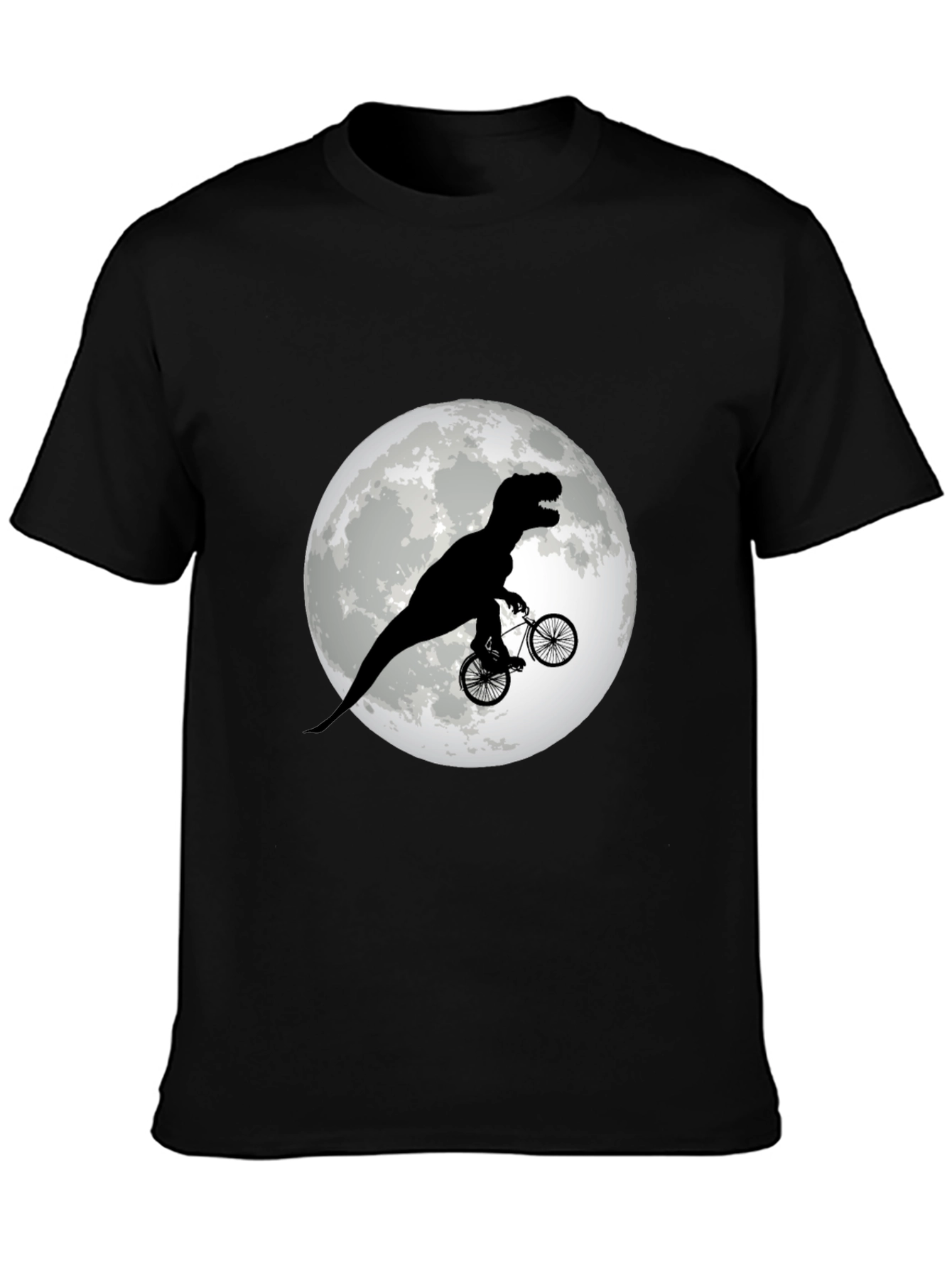 Camiseta Negra con Dinosaurio en Bicicleta