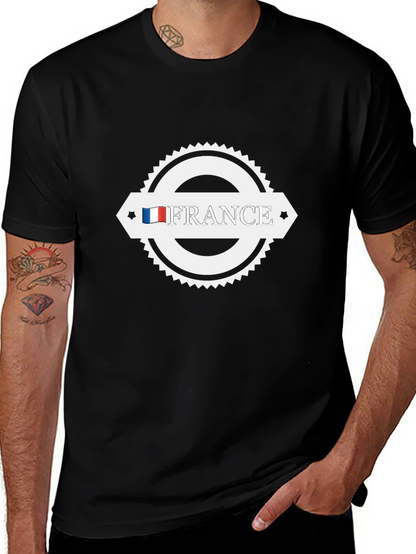 Camiseta Negra Francia Moda Casual Hombre