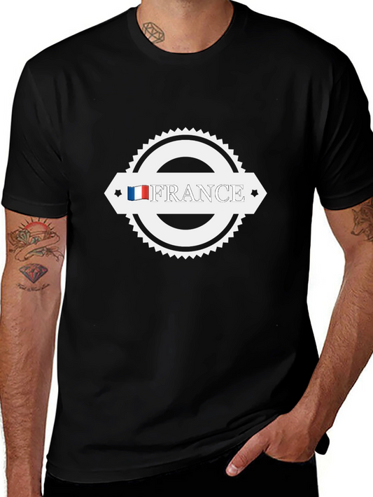 Camiseta Negra Francia Moda Casual Hombre