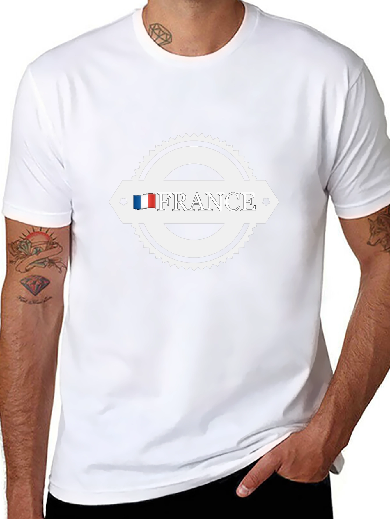 Camiseta Negra Francia Moda Casual Hombre