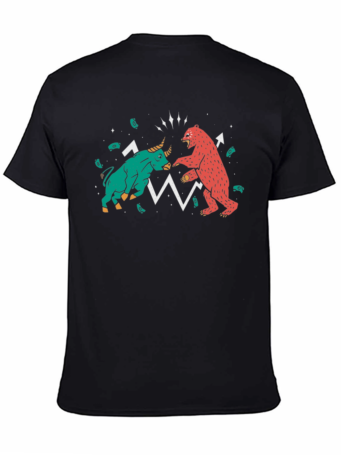 Camiseta Negra Toro vs Oso Wall Street