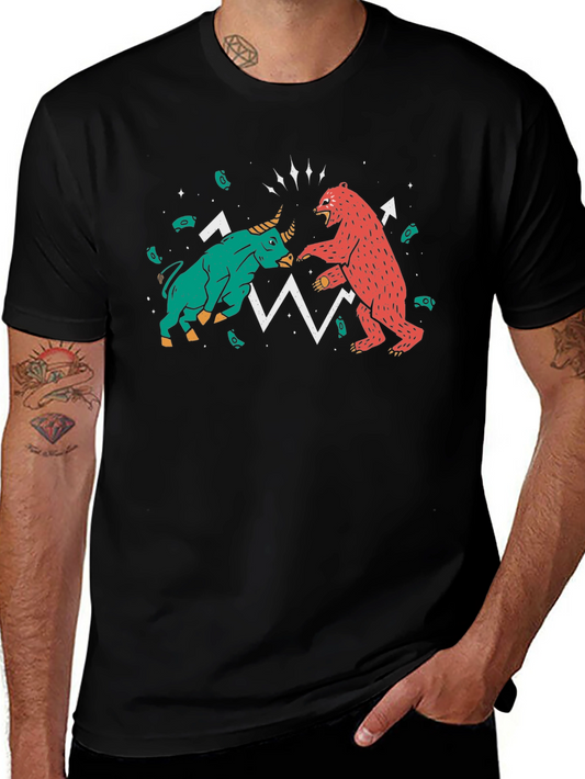 Camiseta Negra Toro vs Oso Wall Street
