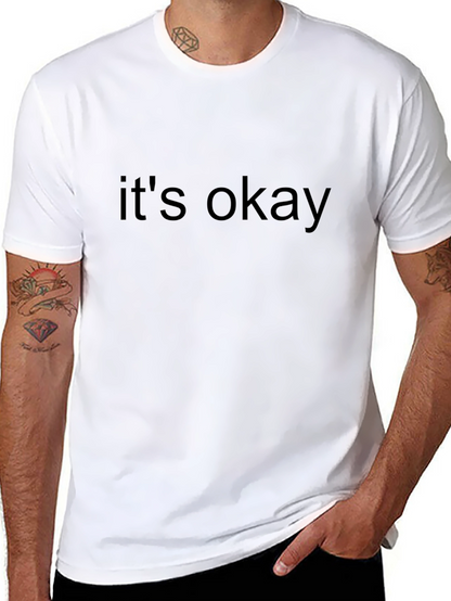 Camiseta Negra Casual con Mensaje Its Okay