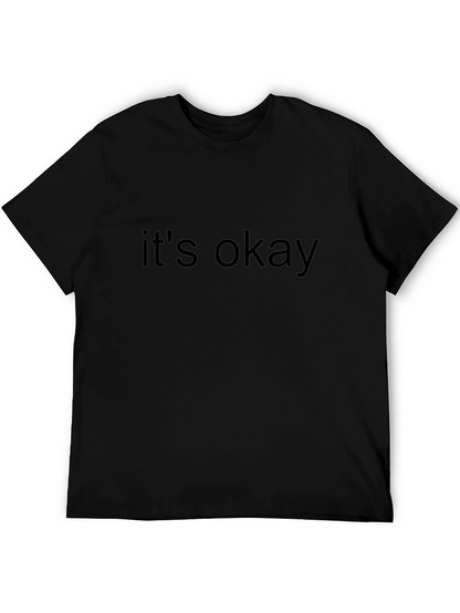 Camiseta Negra Casual con Mensaje Its Okay