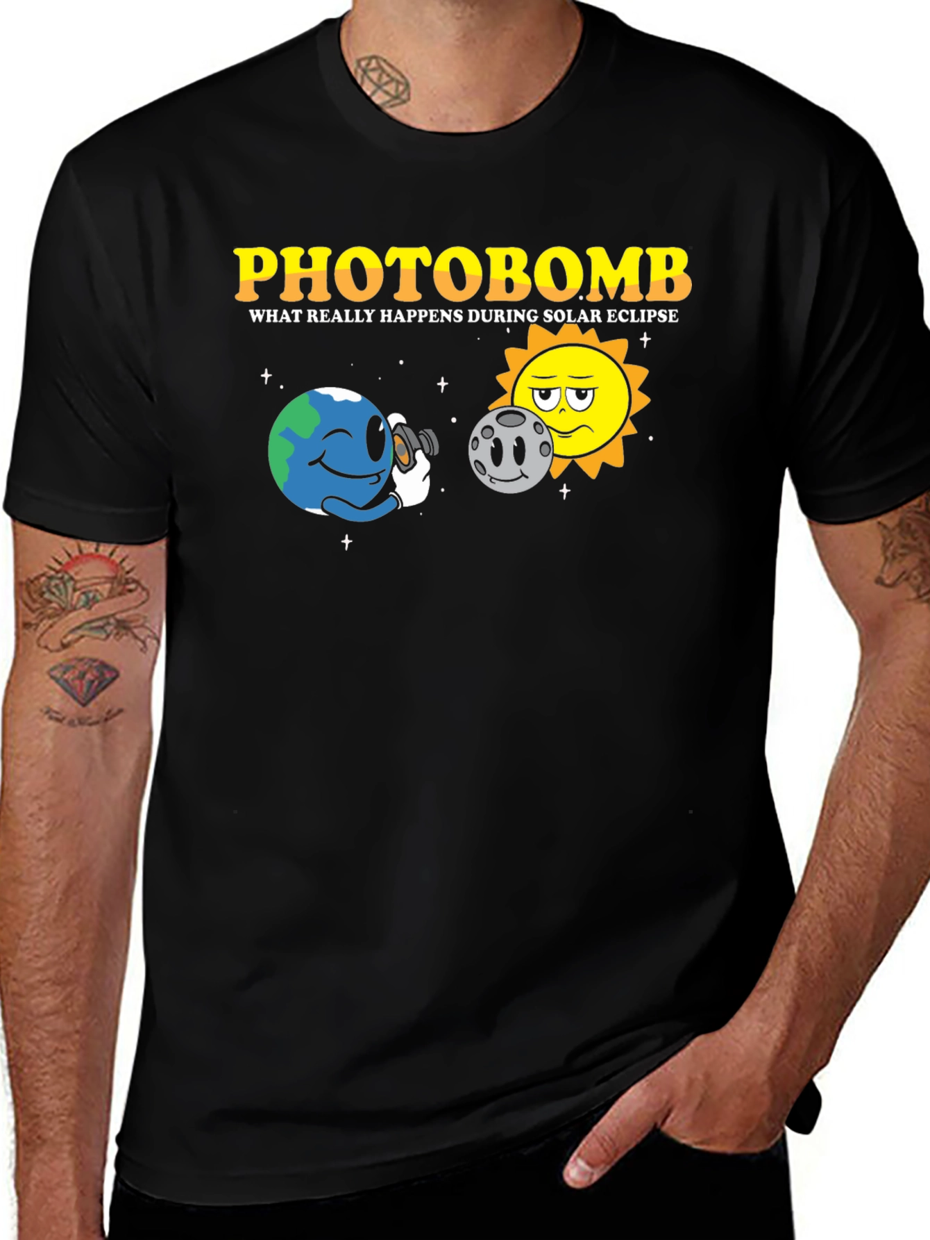 Camiseta Negra Photobomb Eclipse Solar