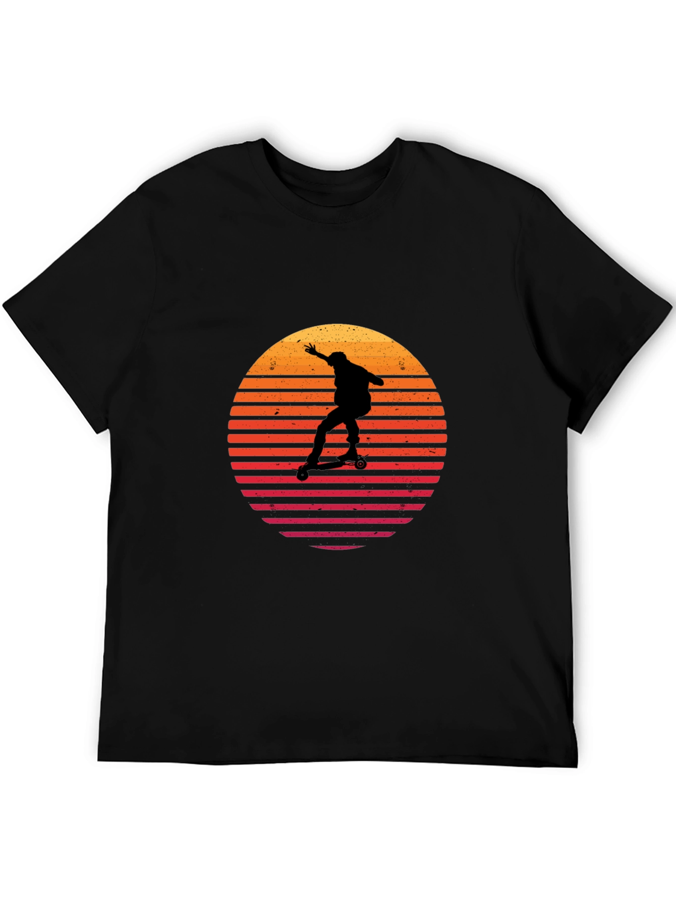 Camiseta Negra Retro Skater Sunset