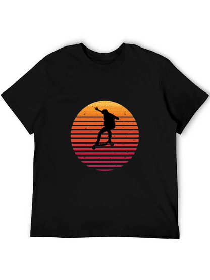 Camiseta Negra Retro Skater Sunset