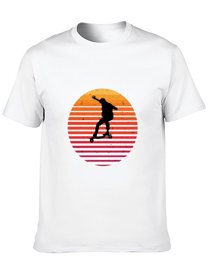Camiseta Negra Retro Skater Sunset