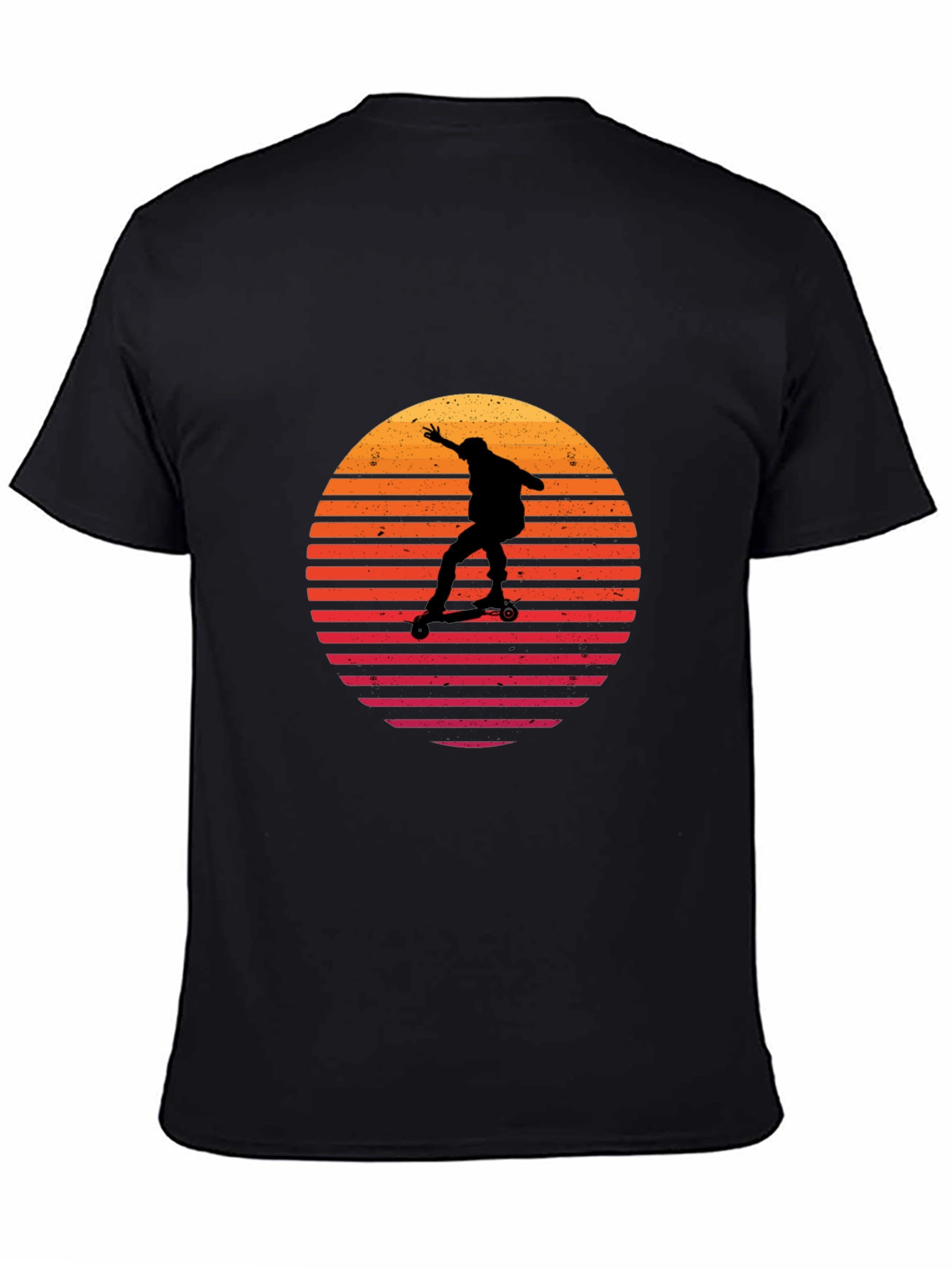 Camiseta Negra Retro Skater Sunset