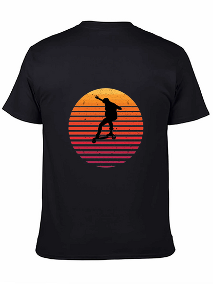 Camiseta Negra Retro Skater Sunset