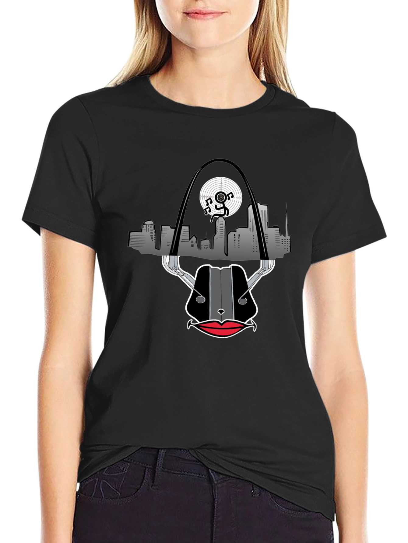 Camiseta Negra con Diseño de San Luis Musical