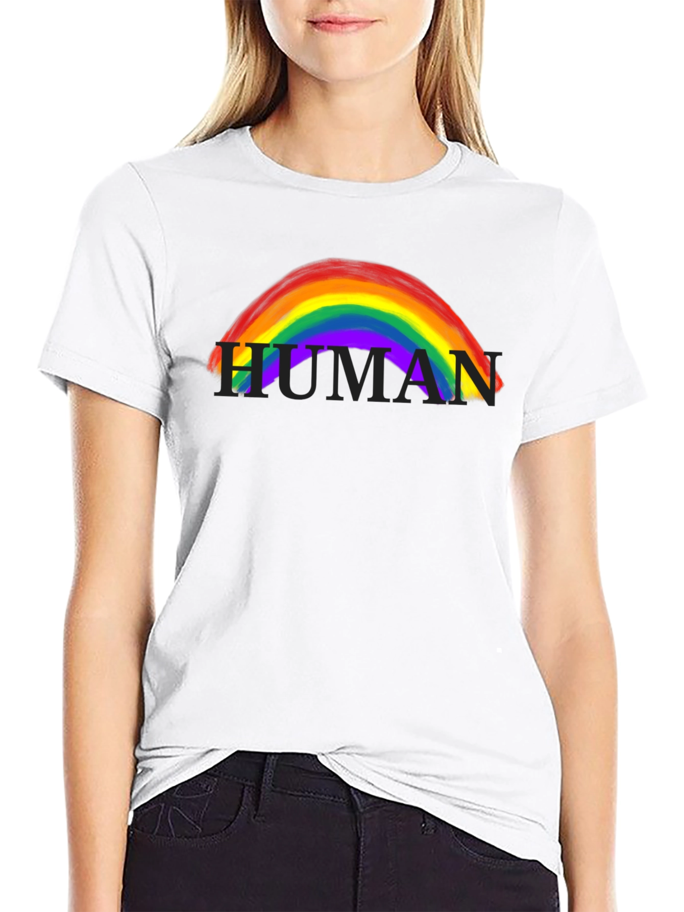 Camiseta Negra Human Rainbow LGBTQ+