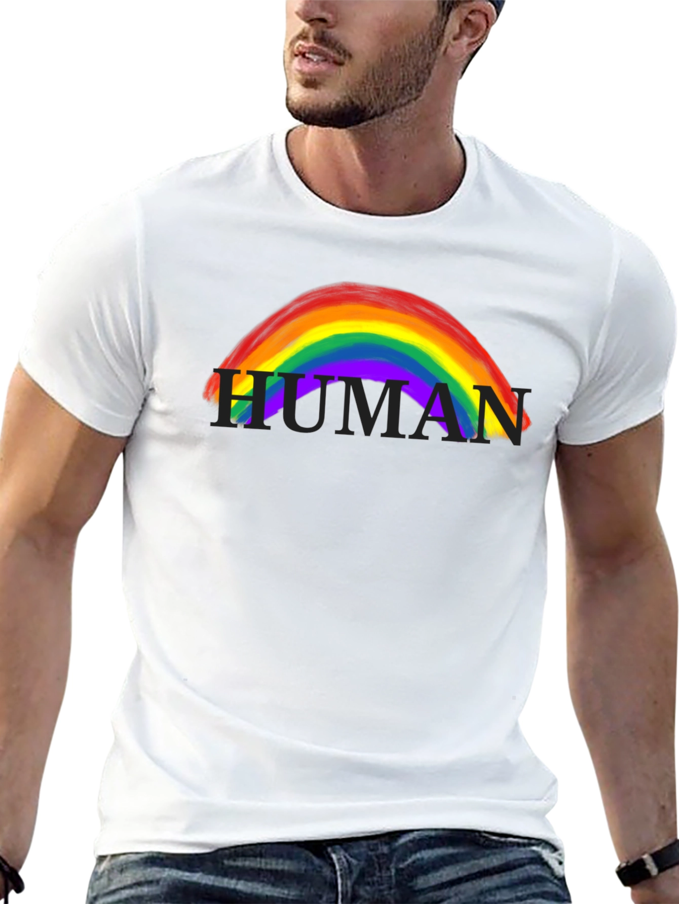 Camiseta Negra Human Rainbow LGBTQ+