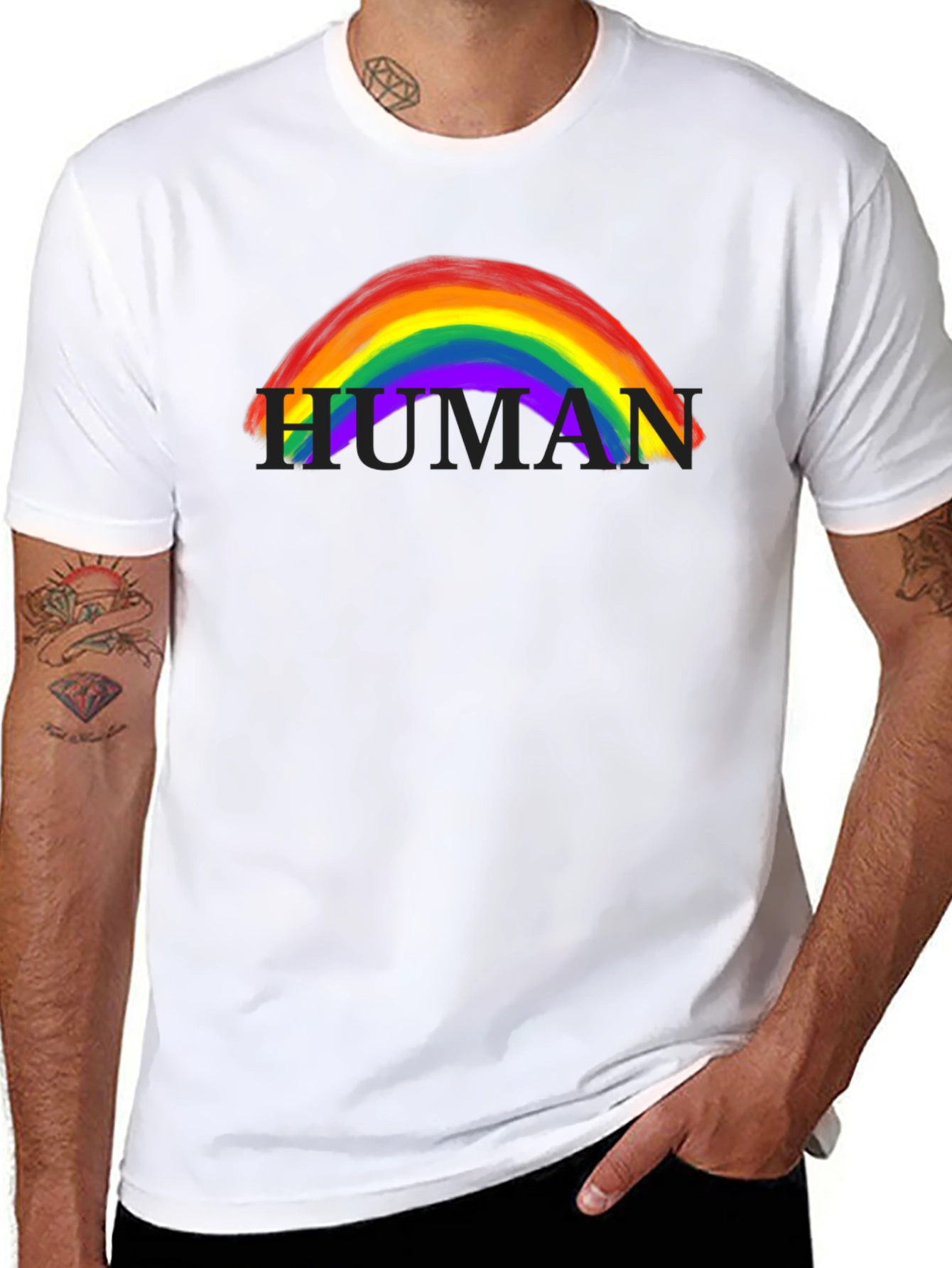 Camiseta Negra Human Rainbow LGBTQ+