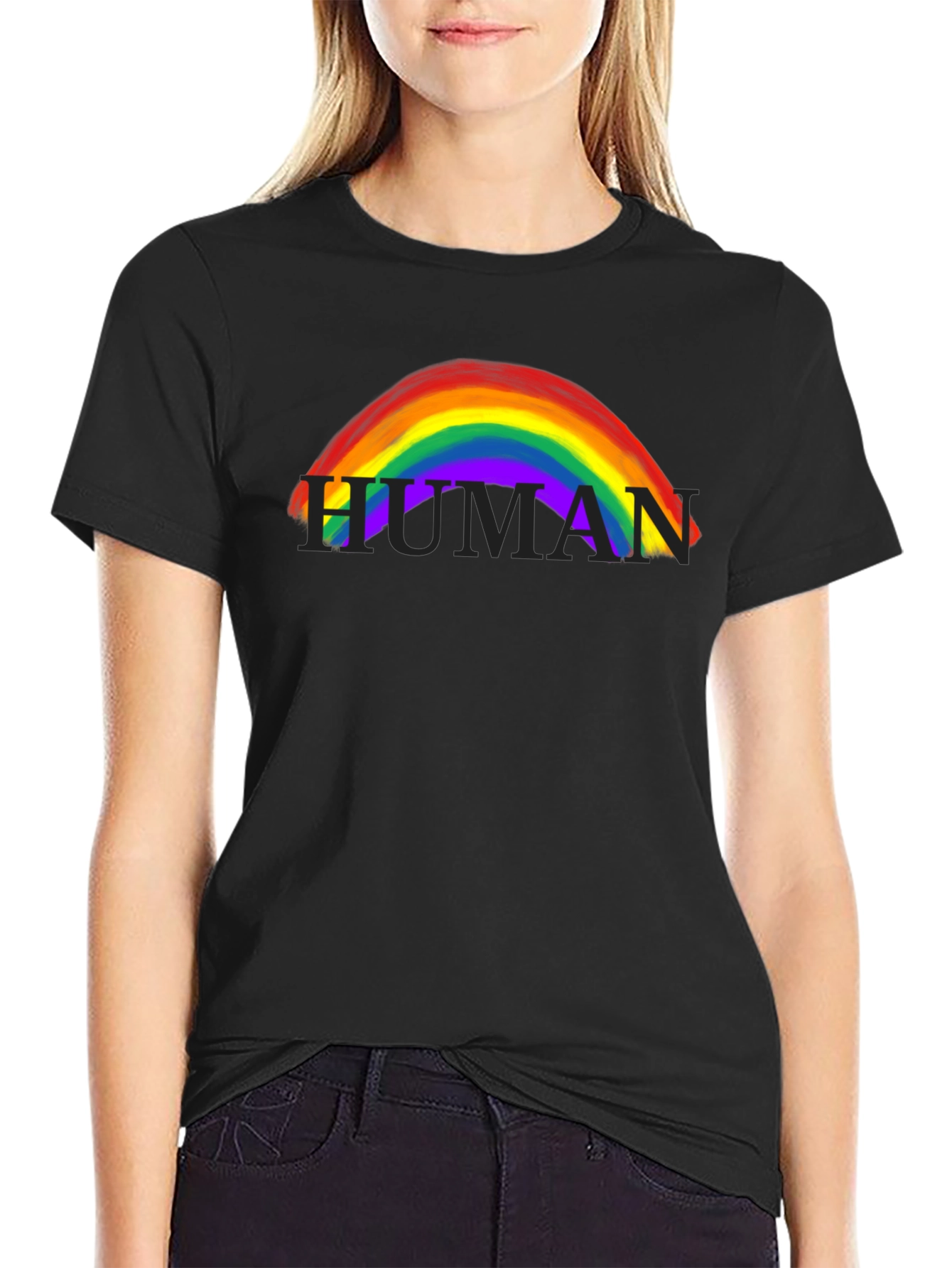 Camiseta Negra Human Rainbow LGBTQ+