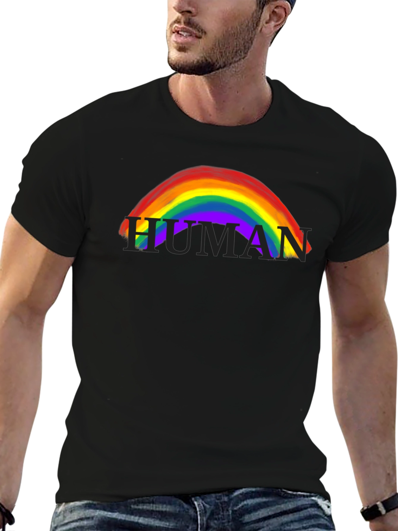 Camiseta Negra Human Rainbow LGBTQ+