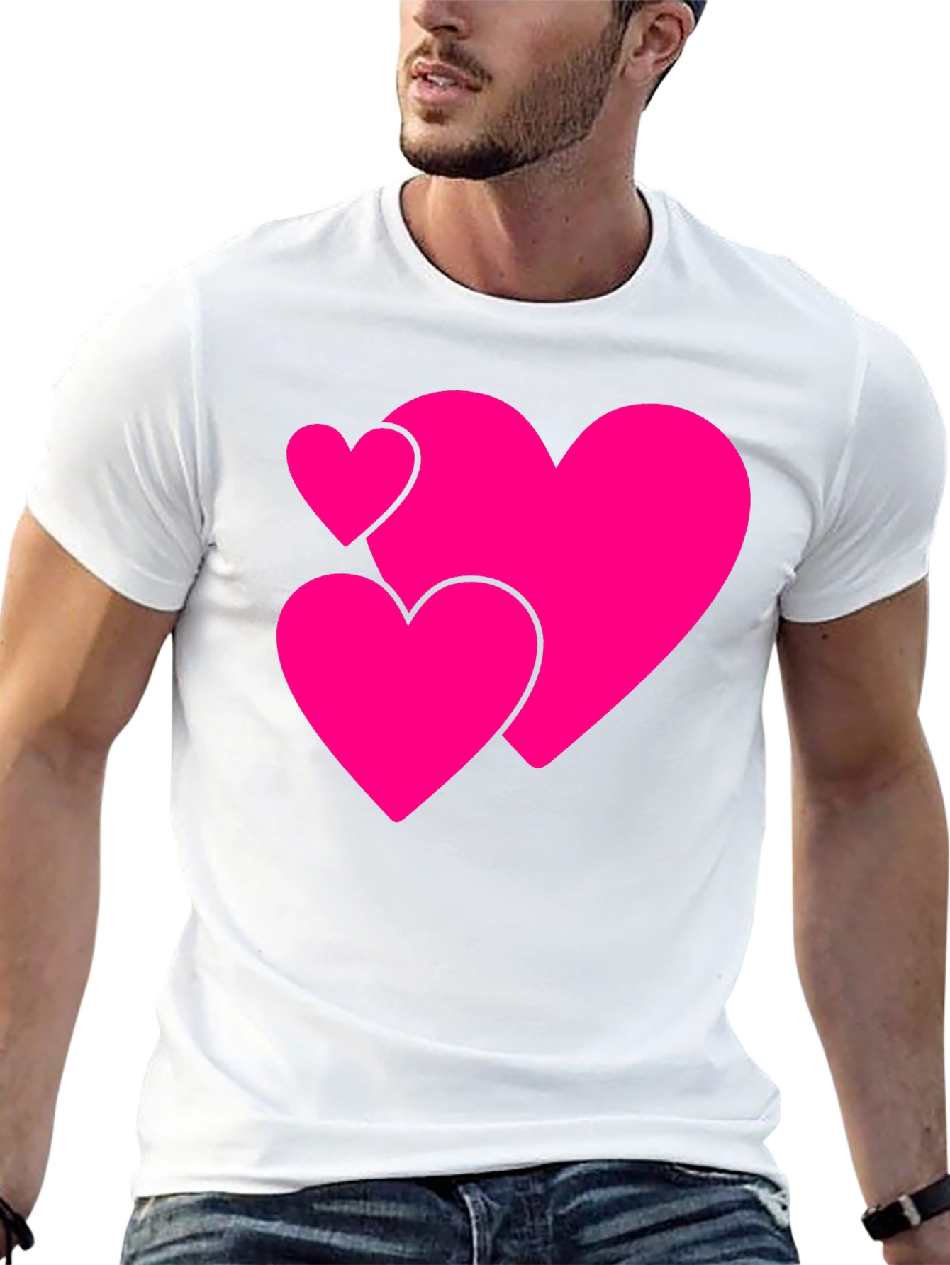 Camiseta Negra con Corazones Rosados