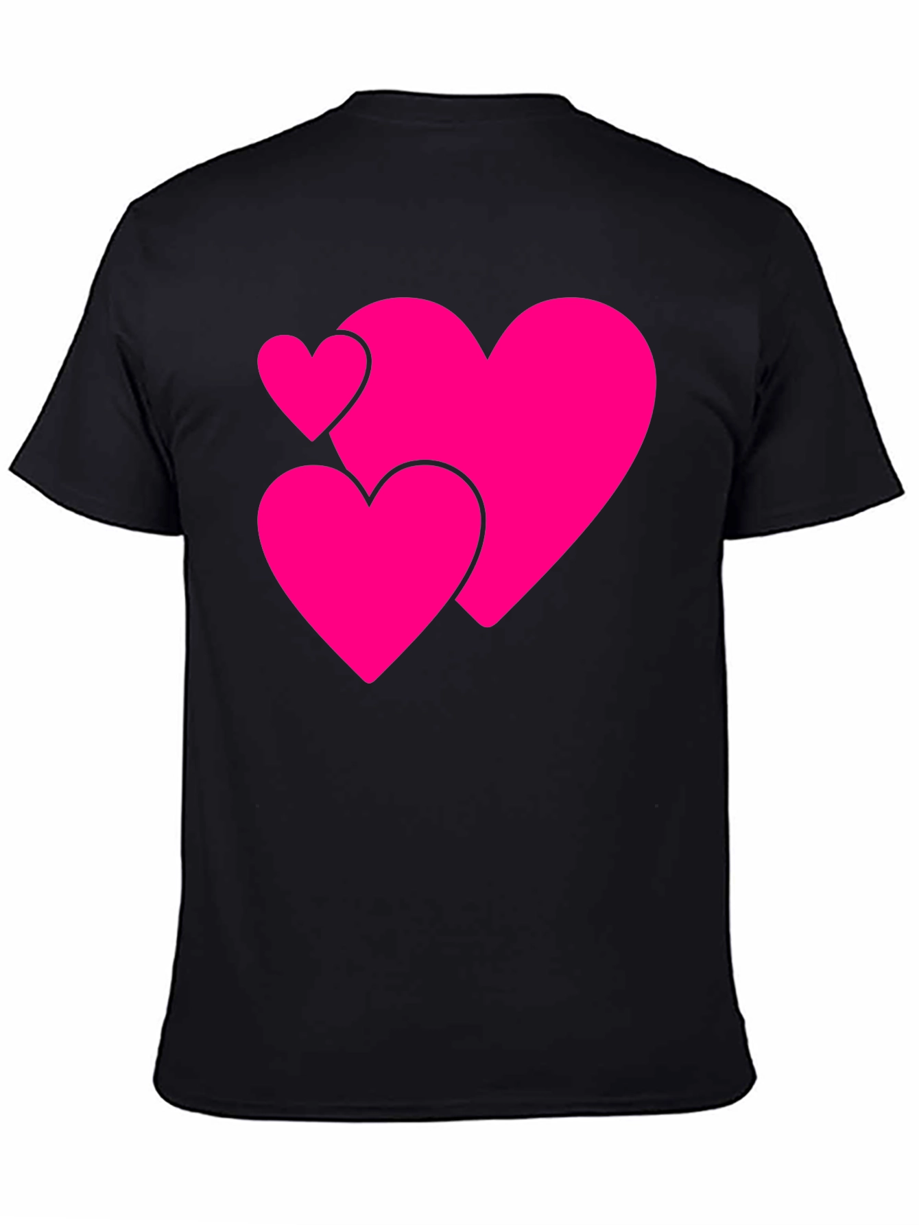 Camiseta Negra con Corazones Rosados