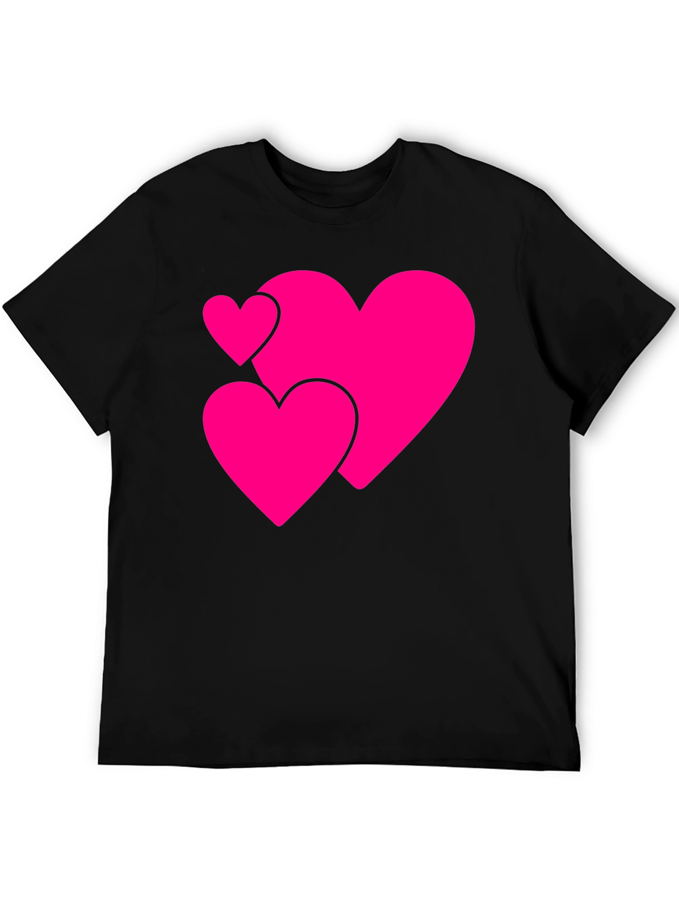 Camiseta Negra con Corazones Rosados