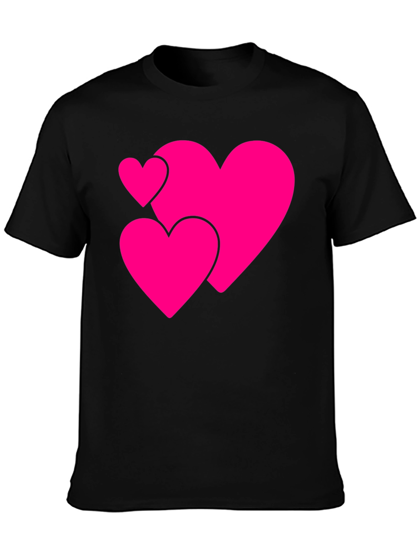 Camiseta Negra con Corazones Rosados