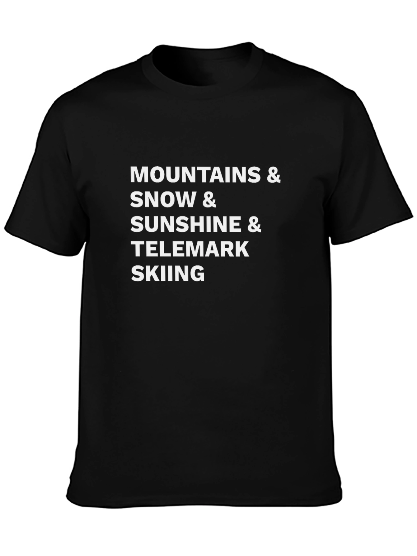 Camiseta Negra Montañas & Nieve para Esquí Telemark