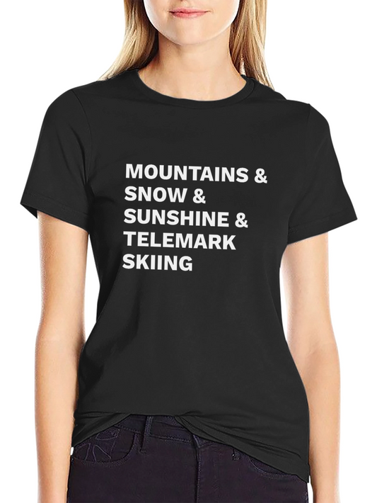 Camiseta Negra Montañas & Nieve para Esquí Telemark