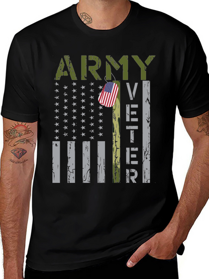 Camiseta Negra Militar Veterano del Ejército USA