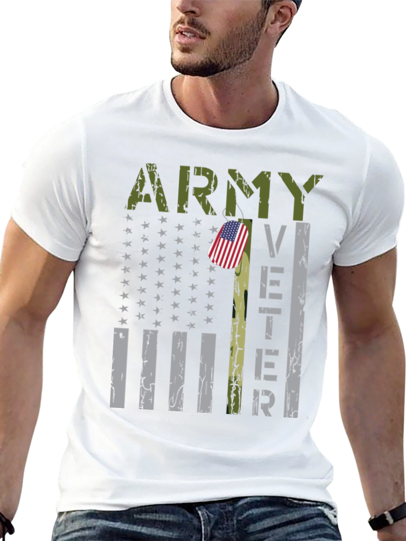 Camiseta Negra Militar Veterano del Ejército USA
