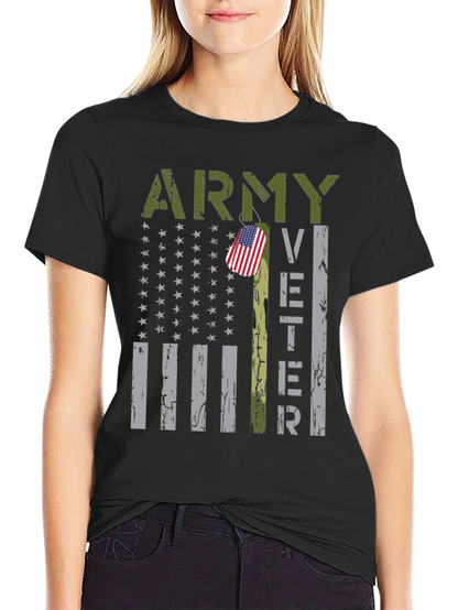 Camiseta Negra Militar Veterano del Ejército USA