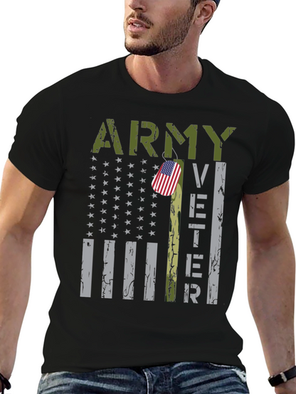 Camiseta Negra Militar Veterano del Ejército USA