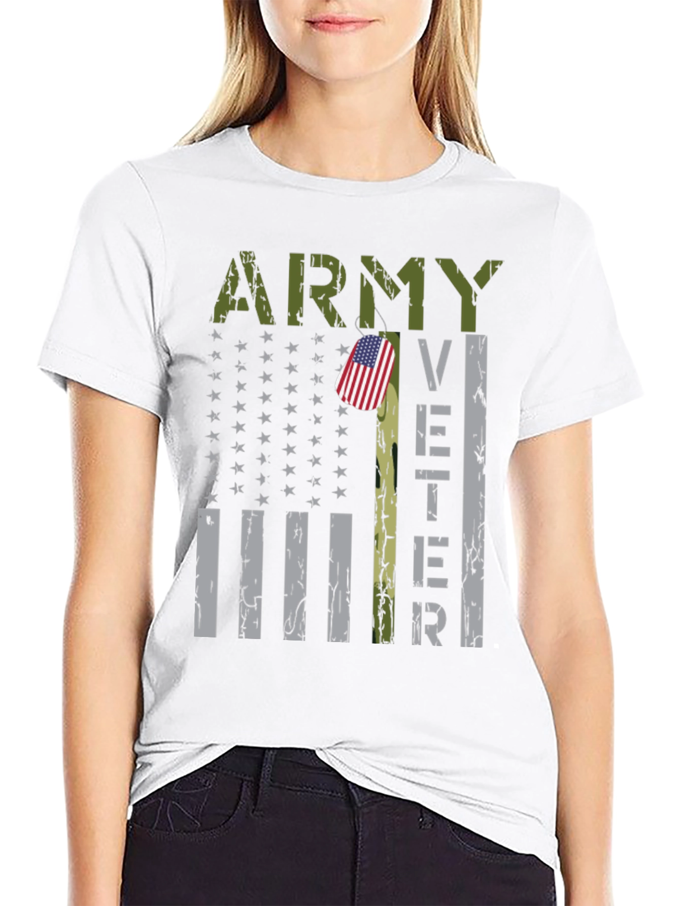 Camiseta Negra Militar Veterano del Ejército USA